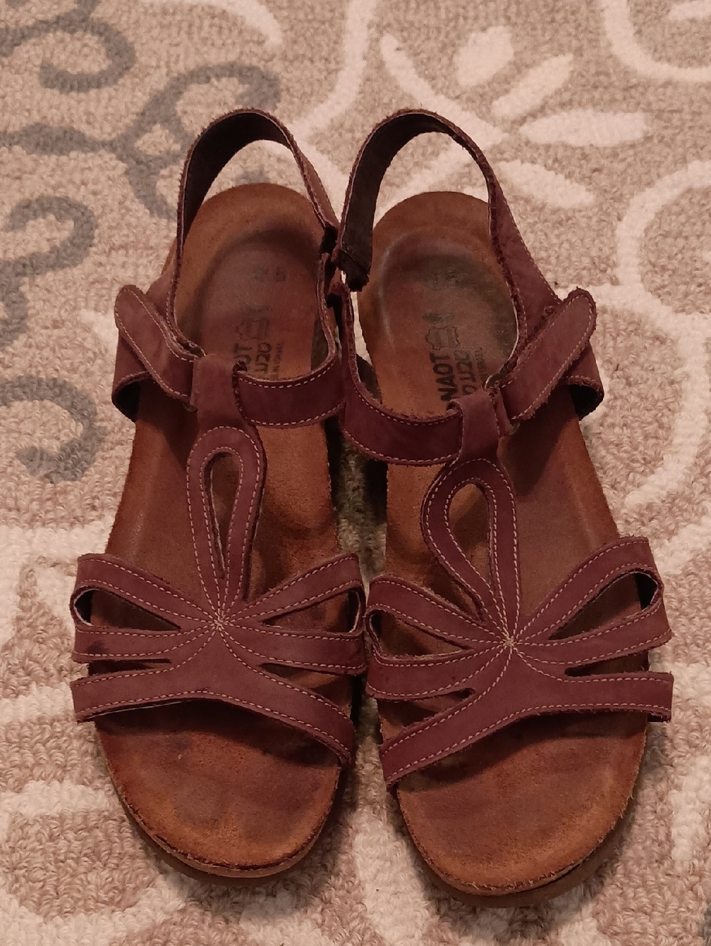 Naot Brown Leather Cutout Slingback Sandals